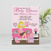 おしゃれな現代のママ ギフト付きベビーシャワー招待状 招待状 (スタンド正面)