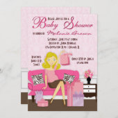 おしゃれな現代のママ ギフト付きベビーシャワー招待状 招待状 (正面/裏面)