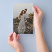 おしゃれな現代の写真を使ったエレガントな結婚式の招待状(save the date) チラシ (ハンドル)