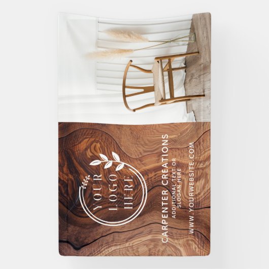 おしゃれな現代の木工ロゴ写真 横断幕 (縦)