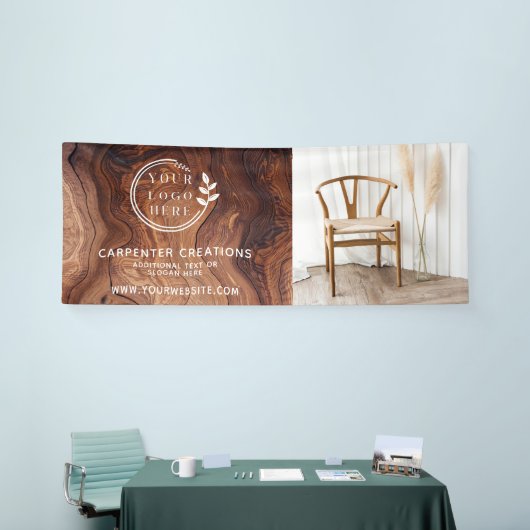 おしゃれな現代の木工ロゴ写真 横断幕 (トレードショー)