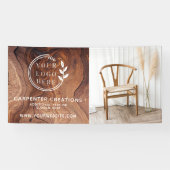 おしゃれな現代の木工ロゴ写真 横断幕 (横)