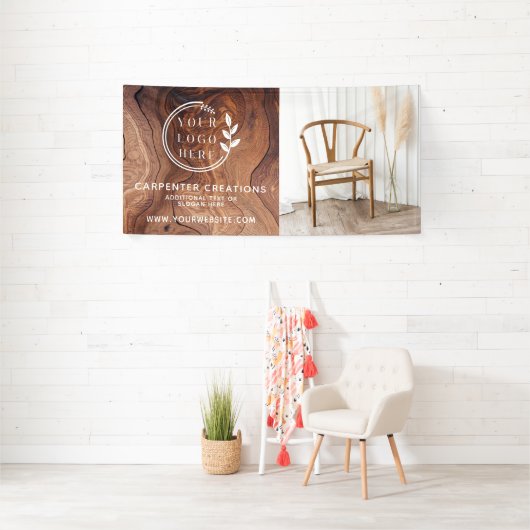 おしゃれな現代の木工ロゴ写真 横断幕 (インサイチュ)