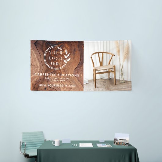 おしゃれな現代の木工ロゴ写真 横断幕 (トレードショー)