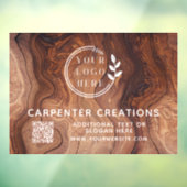 おしゃれな現代の木工ロゴQRコード ウィンドウサイン (シート3)