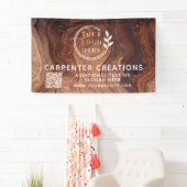 おしゃれな現代の木工ロゴQRコード 横断幕 (インサイチュ)