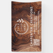 おしゃれな現代の木工ロゴQRコード 横断幕 (縦)