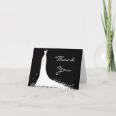 おしゃれな現代の結婚式のお礼状 エレガントな花嫁 サンキューカード (正面)