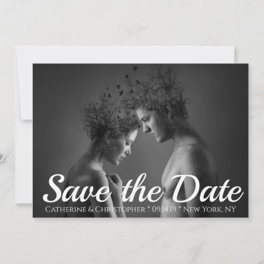 おしゃれな現代アートの結婚式お知らせ写真 セーブザデート (正面)