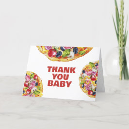 おしゃれな現代的なイタリアンスタイルのスライス スライス ピザ ベビーシャワー サンキューカード