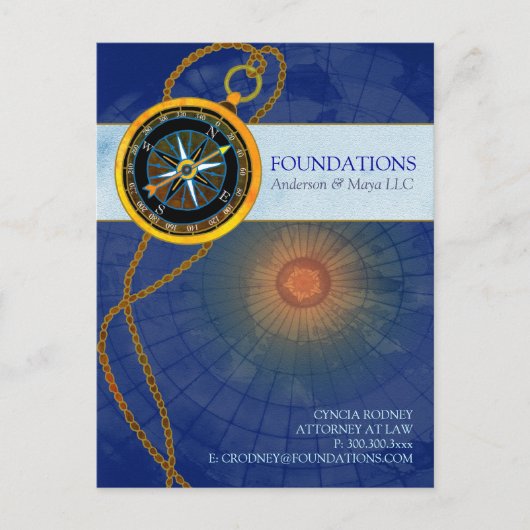 おしゃれな現代的なコンパス ビジネス プロモーション ポストカード (正面)