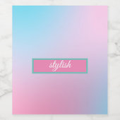 おしゃれな現代的なターコイズピンクブルー ワインラベル (シングルラベル)