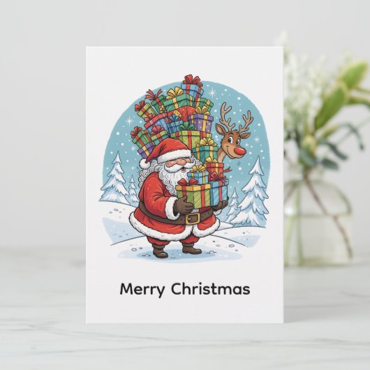おしゃれな現代的な写真ではないサンタクロース シーズンカード (スタンド正面)