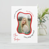 おしゃれな現代的な波打つ写真 卒業おめでとう 招待状 (スタンド正面)