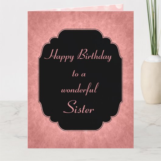 おしゃれな現代風のピンクの星 ハッピーバースデーお姉さん カード (正面)