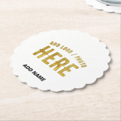 おしゃれな現代風カスタマイズ可能 白 検証済み ブランド ペーパーコースター (アングル)