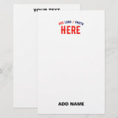 おしゃれな現代風カスタマイズ可能 白 検証済み ブランド 便箋 (正面/裏面)