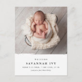 おしゃれな現代風ベイビー写真出生 案内ポストカード (正面)
