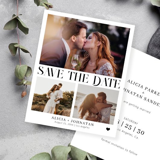 おしゃれな現代風写真のシンプルな結婚式のSave the Date