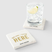 おしゃれな現代風 カスタマイズ可能 白 検証済み ブランド ストーンコースター (横)