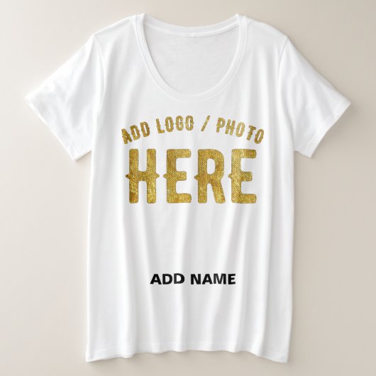 おしゃれな現代風 カスタマイズ可能 白 検証済み ブランド プラスサイズTシャツ (デザイン正面)