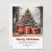 おしゃれな田舎風クリスマスのシーン クラシックなグリーティング シーズンカード (正面)