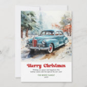 おしゃれな田舎風クリスマスシーン　ヴィンテージカー シーズンカード (正面)