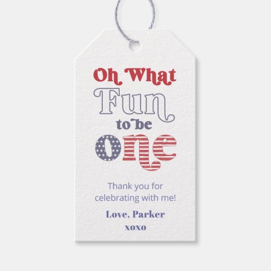 おしゃれな男女兼用 1歳の誕生日パーティー プチギフトタグ ギフトタグ (正面)