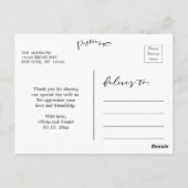 おしゃれな白いカリグラフィーの結婚式の写真への感謝 ポストカード (裏面)