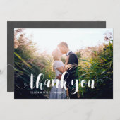 おしゃれな白いスクリプトオーバーレイの感謝カード サンキューカード (正面/裏面)