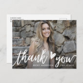 おしゃれな白いスクリプト　ありがとう　卒業 ポストカード (正面/裏面)