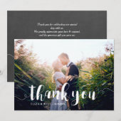 おしゃれな白い手書きオーバーレイの感謝カード サンキューカード (正面/裏面)