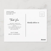 おしゃれな白い筆記体の感謝のメッセージ 卒業 ポストカード (裏面)