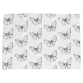 おしゃれな白い蝶のブライダルシャワー ラージペーパーバッグ (正面)