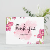 おしゃれな白とピンクの水彩筆のデザイン サンキューカード (スタンド正面)