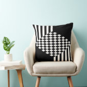 おしゃれな白と黒のストライプ チェック ダイヤモンド クッション (椅子)