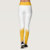 おしゃれな白黄色の花柄白ストライプと名前 レギンス (裏面)