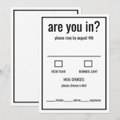 おしゃれな白黒ミニマルな返信カード 招待状 (正面/裏面)