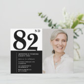 おしゃれな白黒写真 82歳の誕生日 招待状 (スタンド正面)