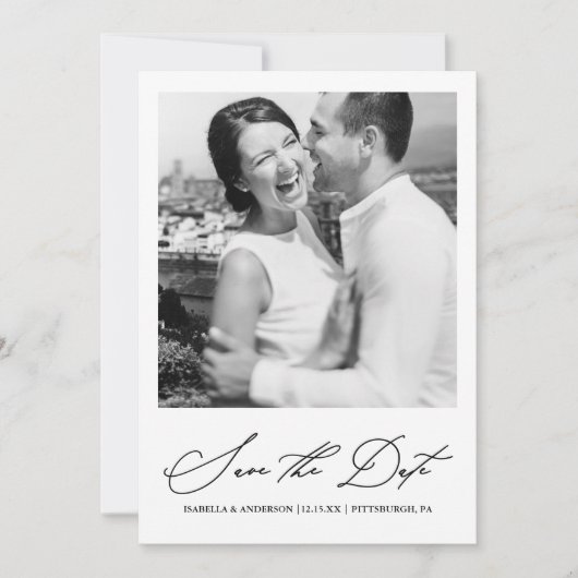 おしゃれな白黒写真 Save the Date セーブザデート (正面)