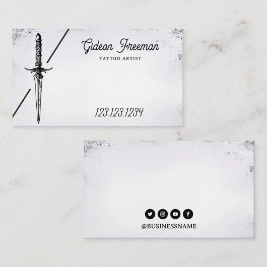 おしゃれな白黒剣入れ屋 名刺 (正面/裏面)