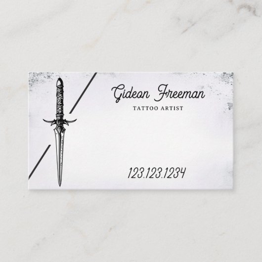 おしゃれな白黒剣入れ屋 名刺 (正面)