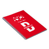 おしゃれな白 赤 ヒップスター モノグラム ハッピー バレンタインデー ノートブック (右側)