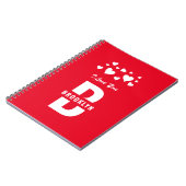 おしゃれな白 赤 ヒップスター モノグラム ハッピー バレンタインデー ノートブック (左側)