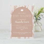 おしゃれな秋のシンプルなかぼちゃのベイビーシャワー 招待状 (スタンド正面)