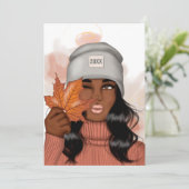 おしゃれな秋のテーマの新年パーティー招待状 招待状 (スタンド正面)