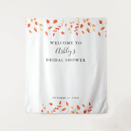 おしゃれな秋のブライダルシャワー ウェルカムバナー 紅葉の葉 タペストリー (正面)