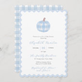 おしゃれな秋のプンパキン男の子ベビーシャワー 招待状 (正面/裏面)