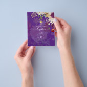 おしゃれな秋の命名式・洗礼式の案内状（英語・スペイン語対応） チラシ (手)