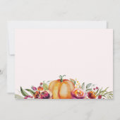 おしゃれな秋の小さなかぼちゃのローズゴールドのベビーシャワー 招待状 (裏面)